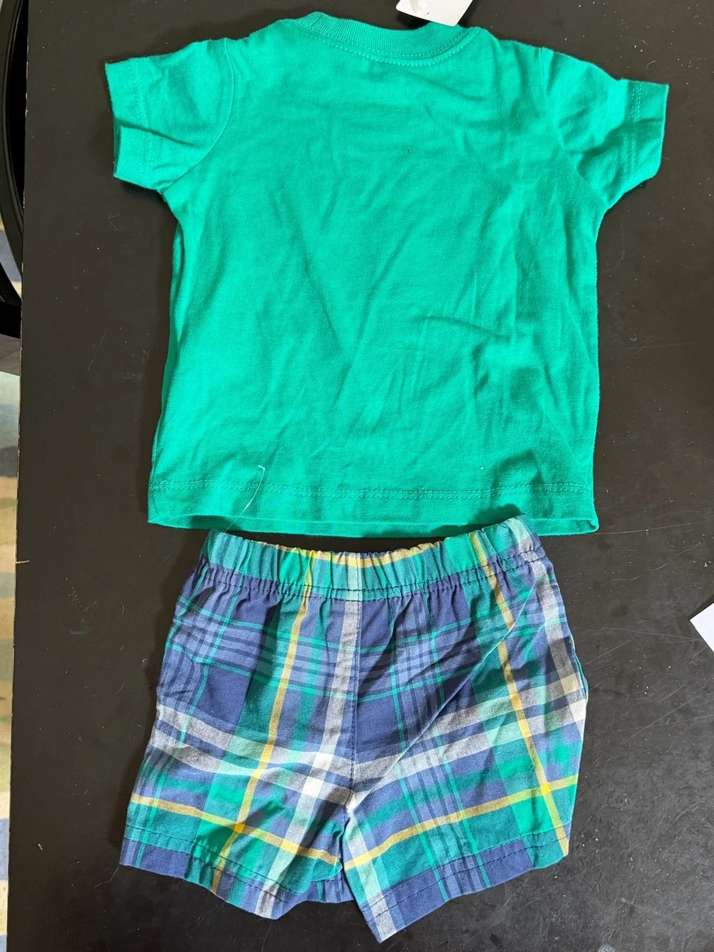 NWT Carter's Baby Boy 3 Mo Green Plaid ”Oh Snap” Crocodile/Alligator Outfit